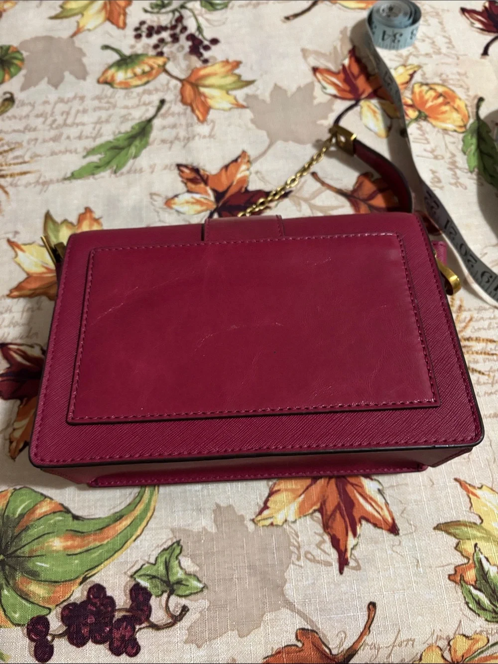 Michael Kors Deep Red /Dark PinkSaffiano Leather Buckle Wristlet